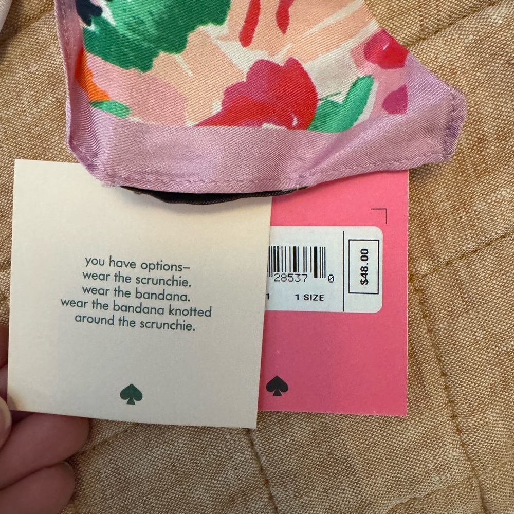 Kate Spade Floral Silk Scrunchie/Scarf - Pink and Green - Picture 3 of 4
